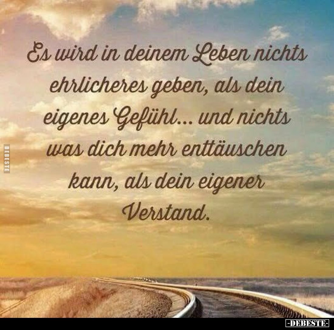 Es wird in deinem Leben nichts ehrlicheres geben, als dein eigenes Gefühl... und nichts was dich mehr enttäuschen kann, als d...