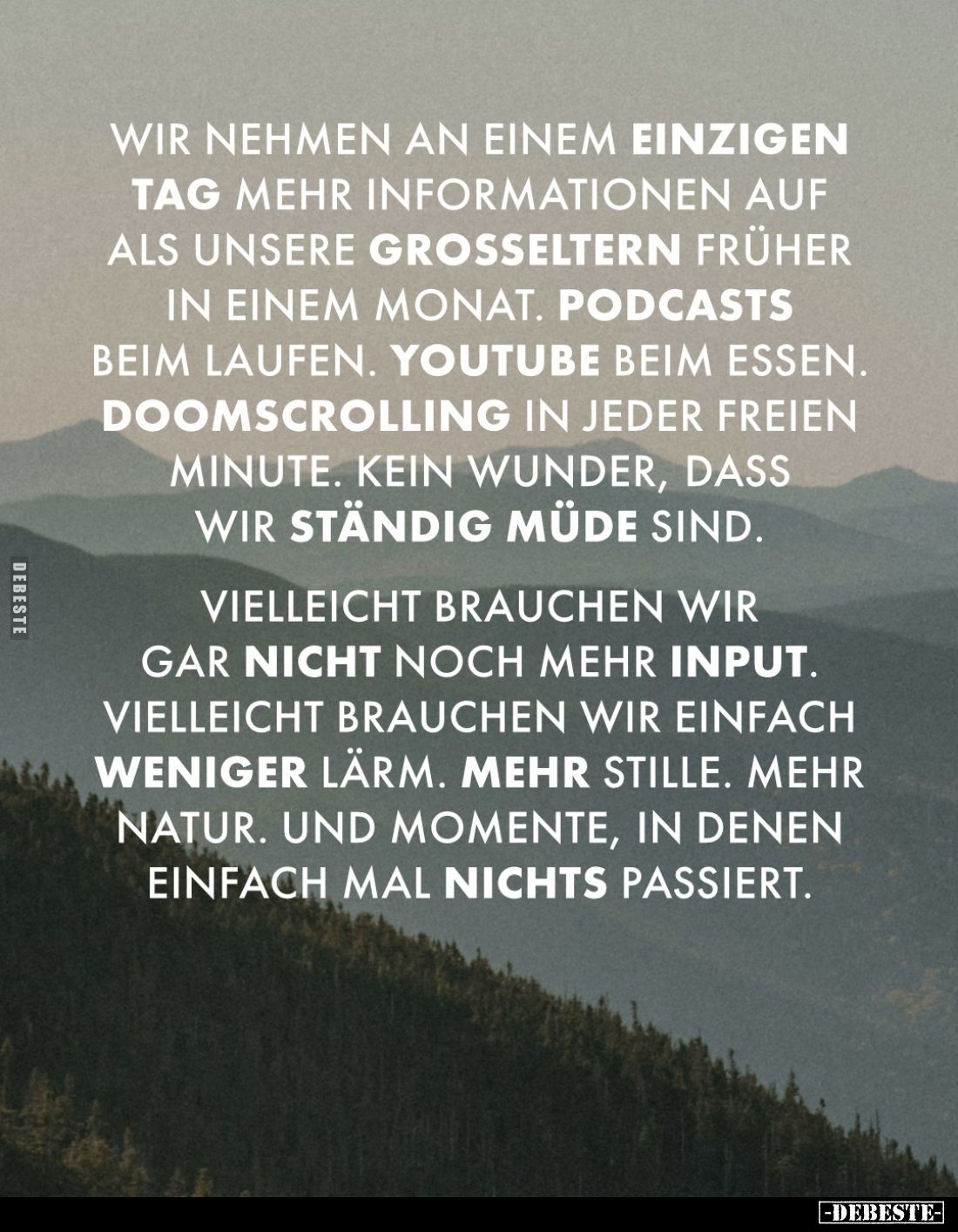 Wir nehmen an einem einzigen Tag mehr Informationen auf als unsere Grosseltern früher in einem Monat. Podcasts beim Laufen. Y...