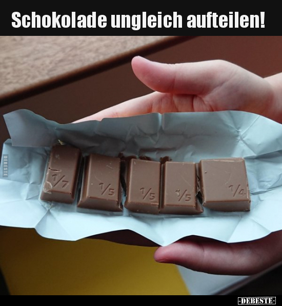 Schokolade ungleich aufteilen!.. - Lustige Bilder | DEBESTE.de