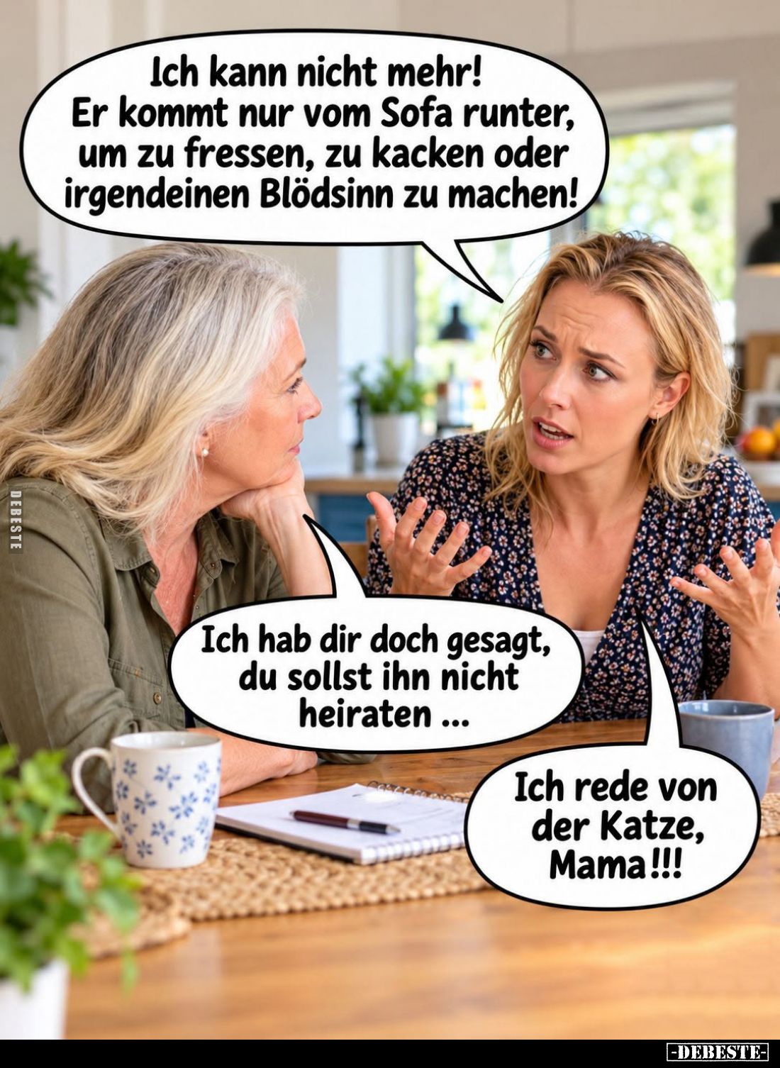 Ich kann nicht mehr!

Er kommt nur vom Sofa runter, um zu fressen, zu kacken oder irgendeinen Blödsinn zu machen!
- Ich ha...