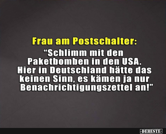 Frau am Postschalter..