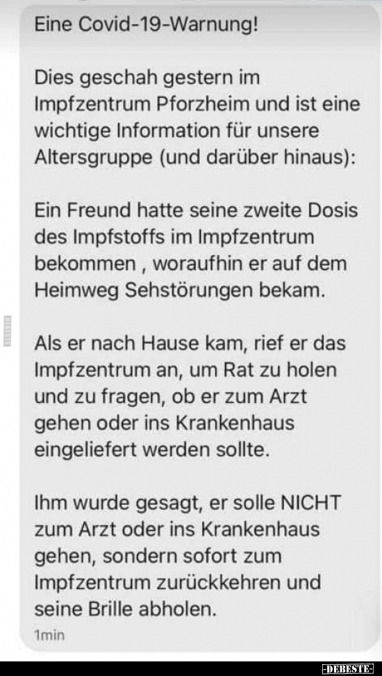 Eine Covid-19-Warnung! Dies geschah gestern im Impfzentrum.. - Lustige Bilder | DEBESTE.de
