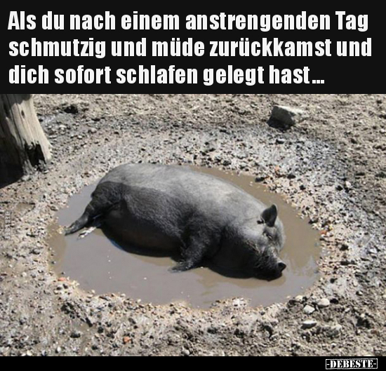 Als du nach einem anstrengenden Tag schmutzig und müde..