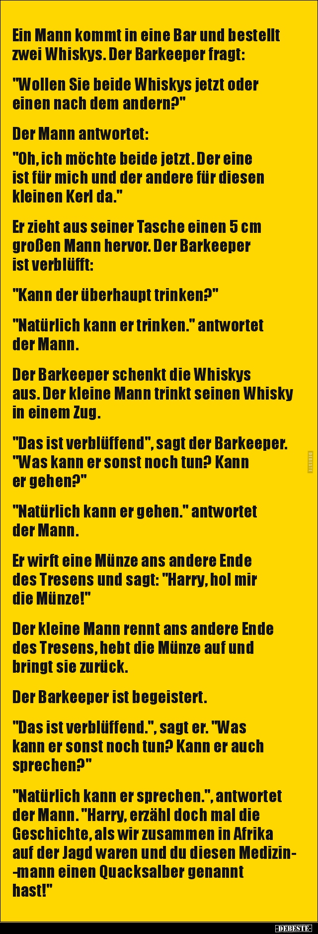 Ein Mann kommt in eine Bar und bestellt zwei Whiskys... - Lustige Bilder | DEBESTE.de