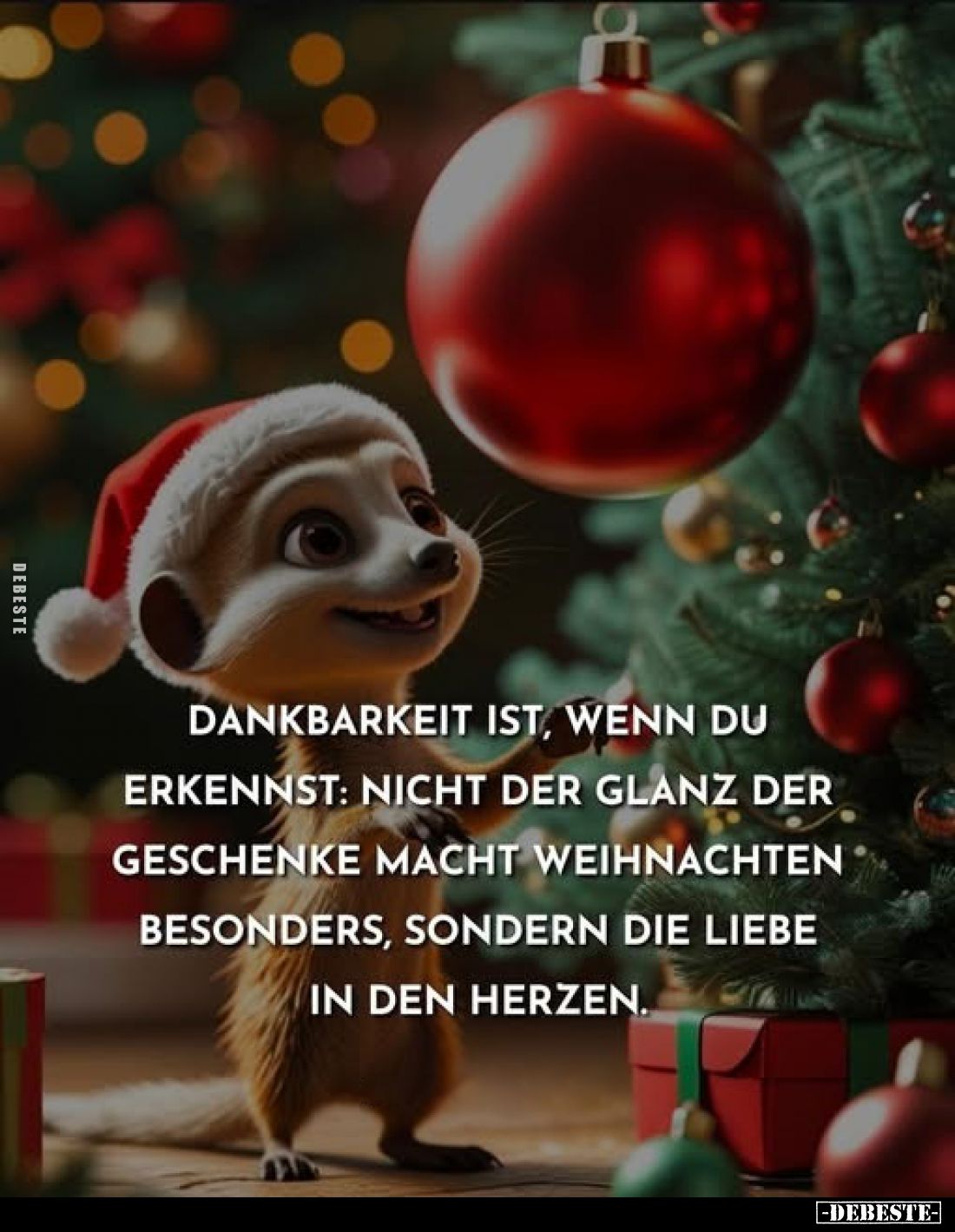Dankbarkeit ist, wenn du erkennst: nicht der Glanz der Geschenke macht Weihnachten besonders, sondern die Liebe in den Herzen...