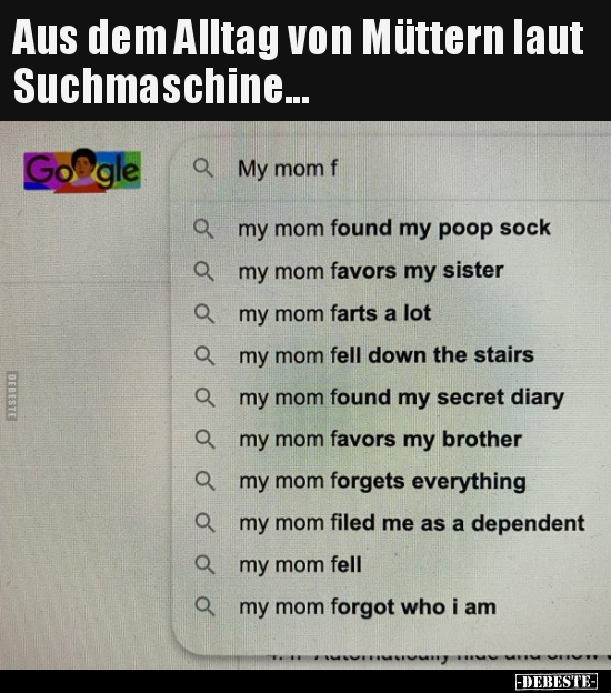 Aus dem Alltag von Müttern laut Suchmaschine... - Lustige Bilder | DEBESTE.de