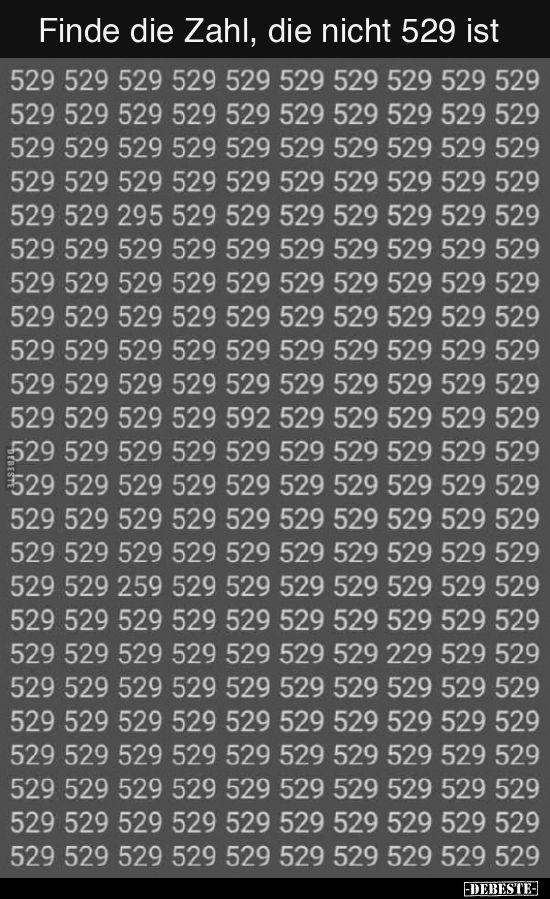 Finde die Zahl, die nicht 529 ist..