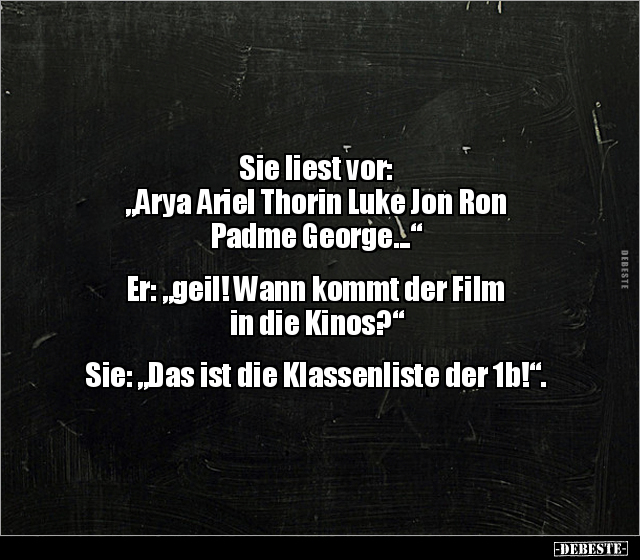 Sie liest vor: "Arya Ariel Thorin Luke Jon Ron Padme.." - Lustige Bilder | DEBESTE.de