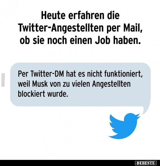 Heute erfahren die Twitter-Angestellten per Mail, ob sie.. - Lustige Bilder | DEBESTE.de