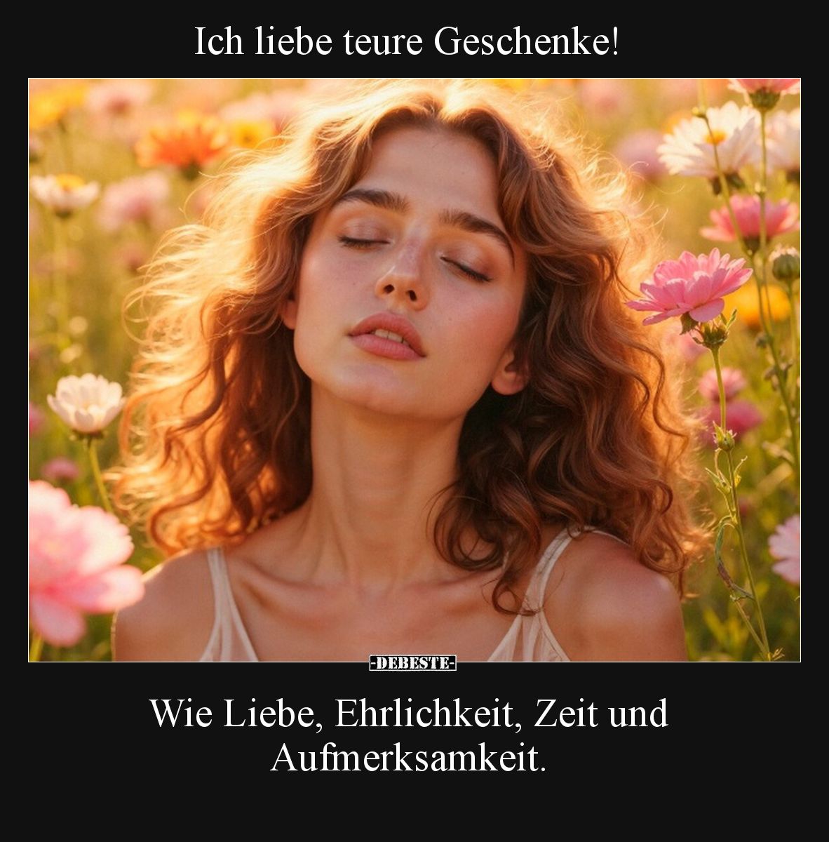 Ich liebe teure Geschenke!

Wie Liebe, Ehrlichkeit, Zeit und Aufmerksamkeit.