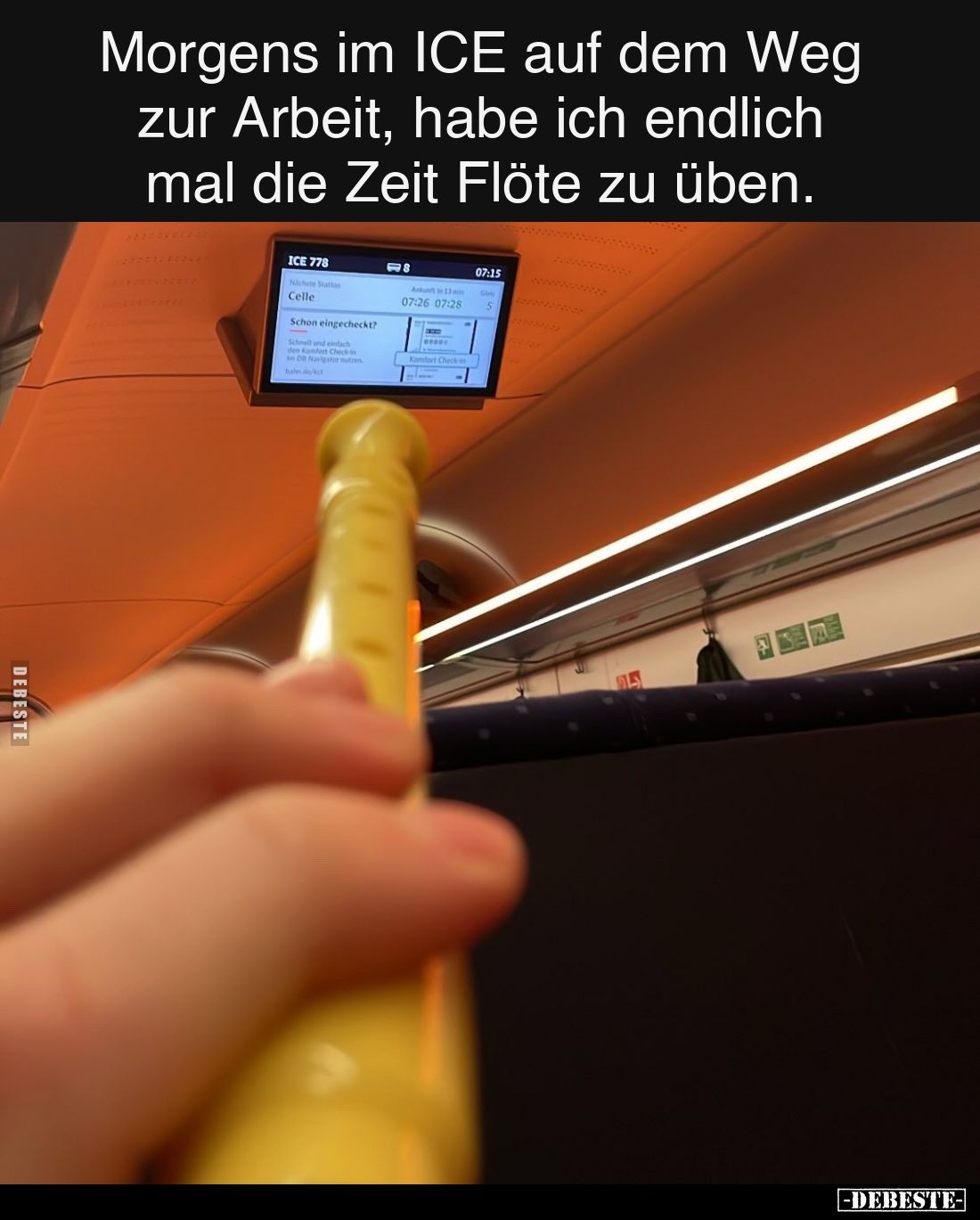 Morgens im ICE auf dem Weg zur Arbeit, habe ich endlich mal die Zeit Flöte zu üben.