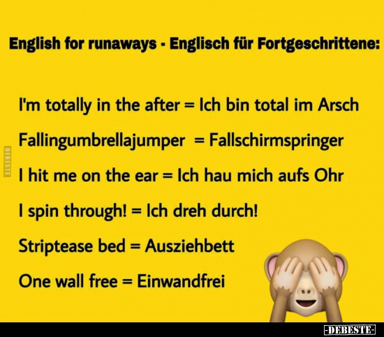 English for runaways - Englisch für Fortgeschrittene.. - Lustige Bilder | DEBESTE.de