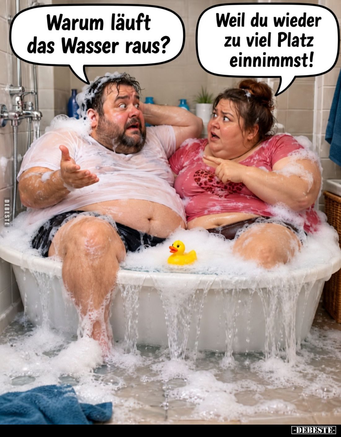 Warum läuft das Wasser raus?

Weil du wieder zu viel Platz einnimmst!