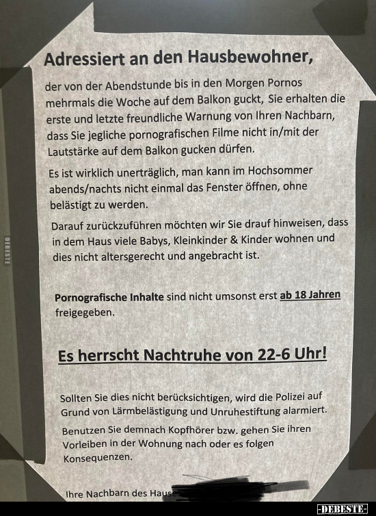 Adressiert an den Hausbewohner