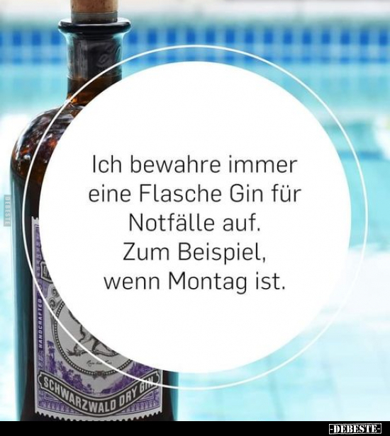 Ich bewahre immer eine Flasche Gin für Notfälle auf... - Lustige Bilder | DEBESTE.de