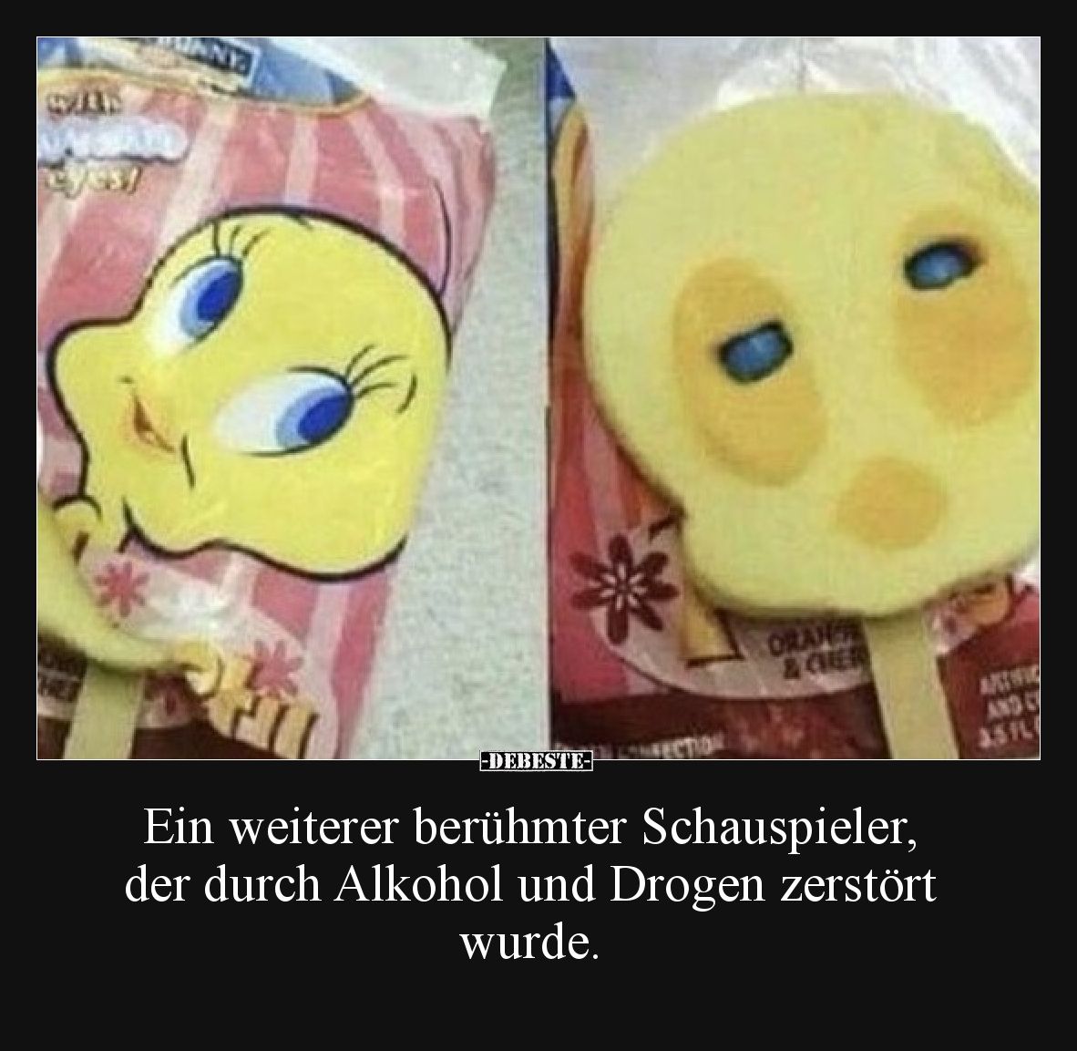 Ein weiterer berühmter Schauspieler, der durch Alkohol und Drogen zerstört wurde.