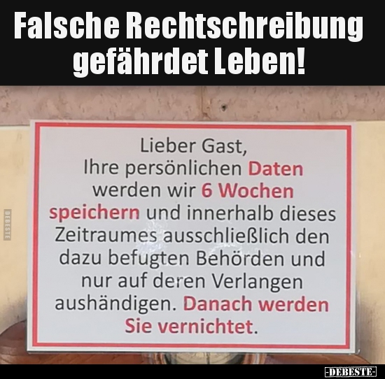 Falsche Rechtschreibung gefährdet Leben!.. - Lustige Bilder | DEBESTE.de