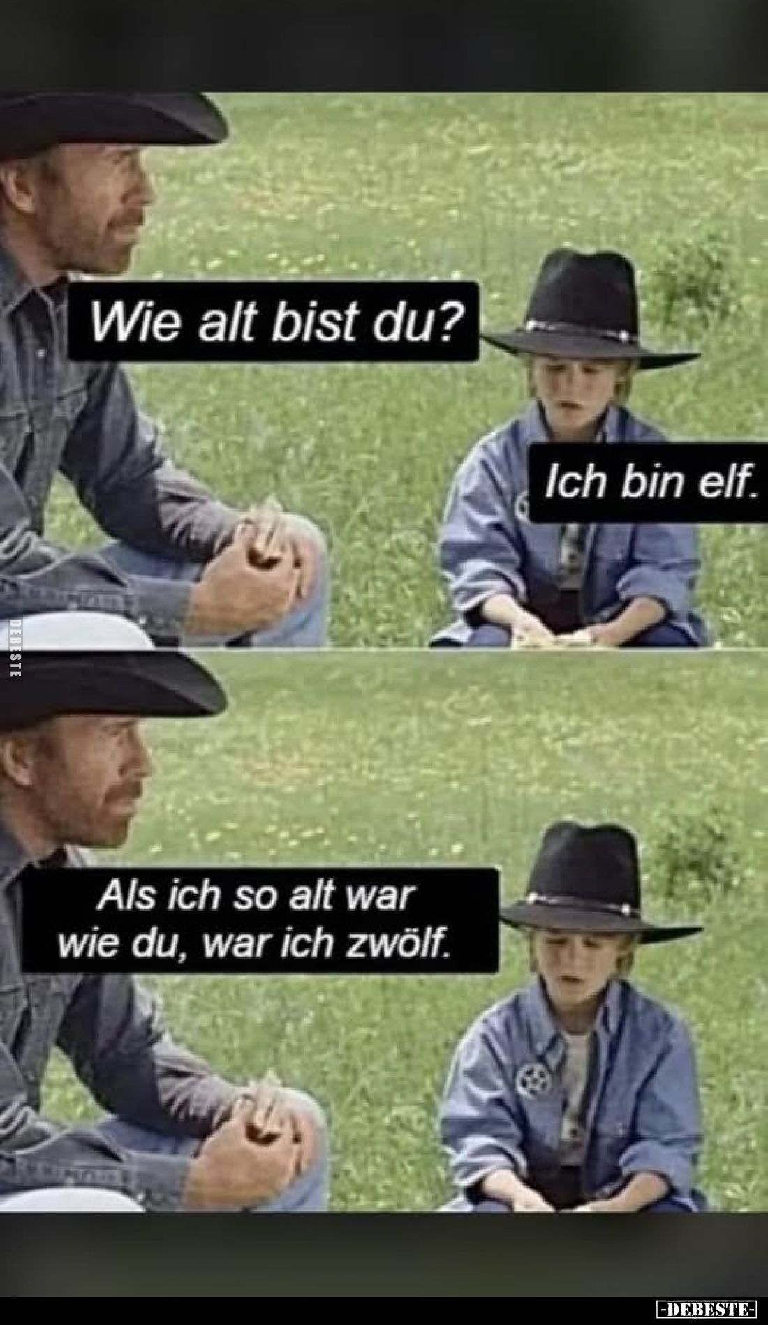 Wie alt bist du?
-
Ich bin elf.
-
Als ich so alt war wie du, war ich zwölf.