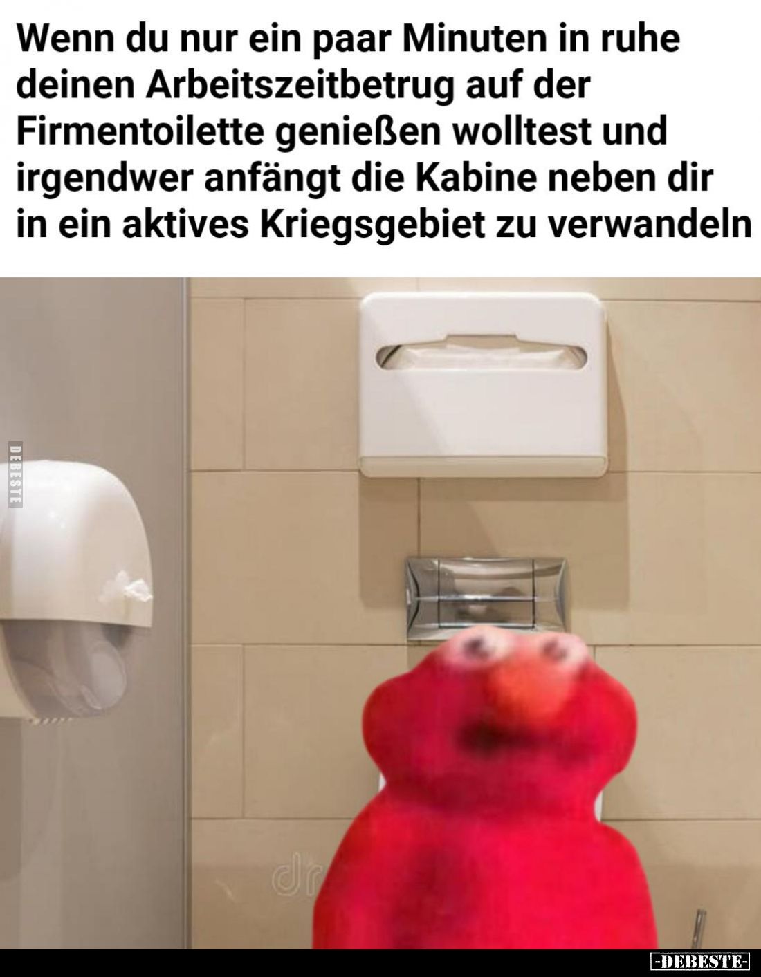 Wenn du nur ein paar Minuten in Ruhe deinen Arbeitszeitbetrug auf der Firmentoilette genießen wolltest und irgendwer anfängt ...