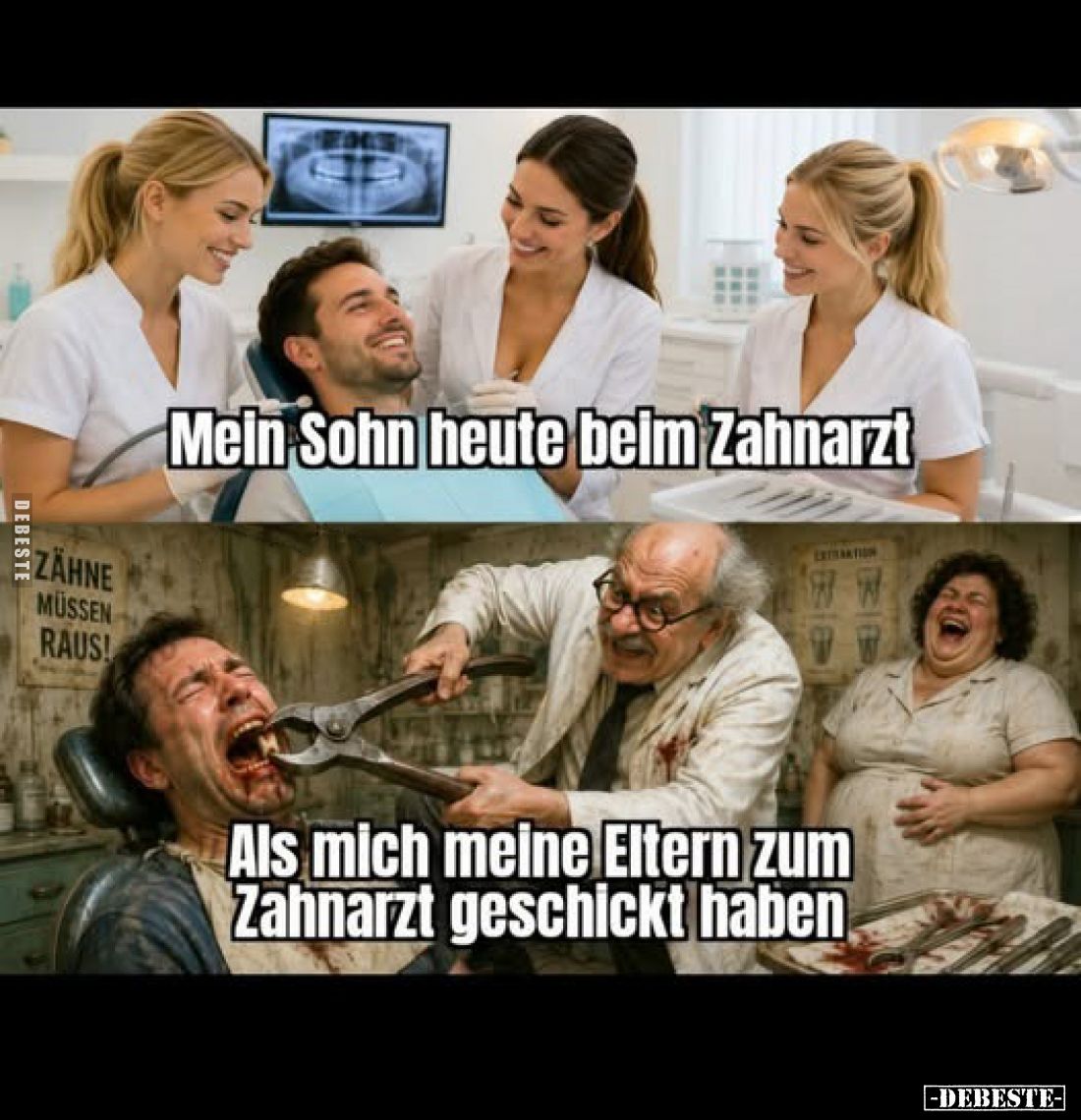 Mein Sohn heute beim Zahnarzt
-
Als mich meine Eltern zum Zahnarzt geschickt haben