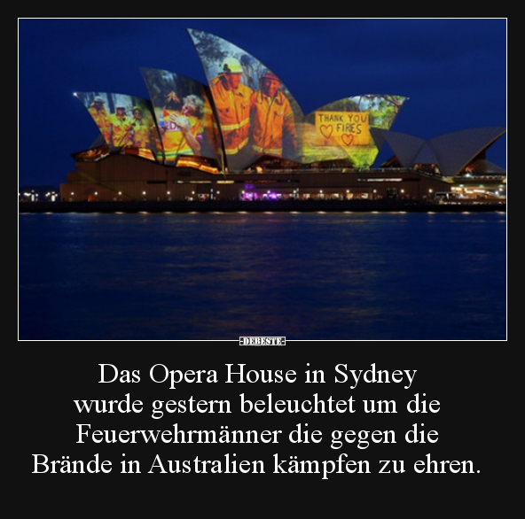 Das Opera House in Sydney wurde gestern beleuchtet um die.. - Lustige Bilder | DEBESTE.de