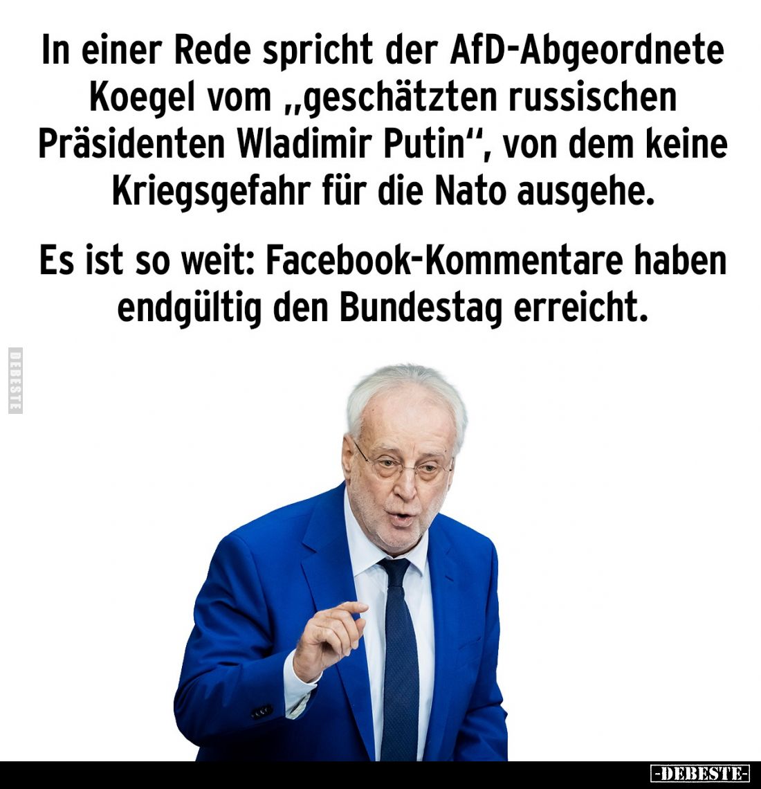 In einer Rede spricht der AfD-Abgeordnete Koegel vom "geschätzten russischen Präsidenten Wladimir Putin", von dem k...
