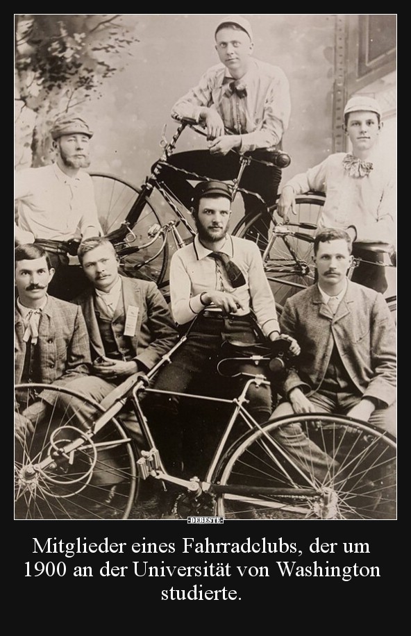 Mitglieder eines Fahrradclubs, der um 1900 an der.. - Lustige Bilder | DEBESTE.de