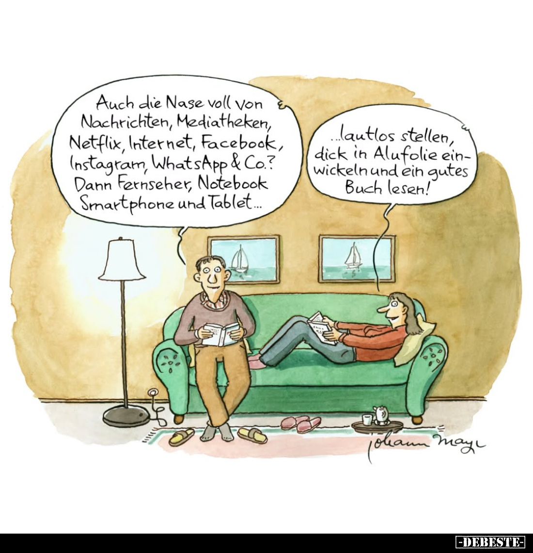 Auch die Nase voll von Nachrichten, Mediatheken, Netflix, Internet, Facebook, Instagram, WhatsApp & Co. ?
Dann Fernseher...