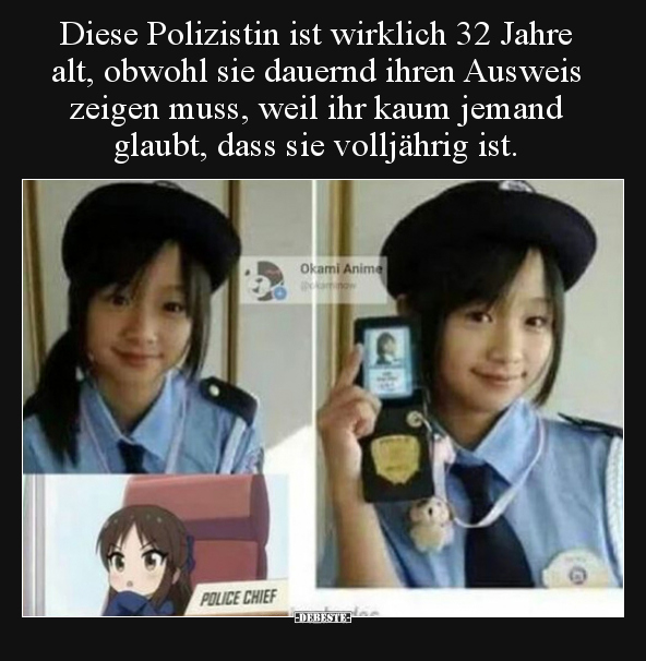Diese Polizistin ist wirklich 32 Jahre alt, obwohl sie.. - Lustige Bilder | DEBESTE.de