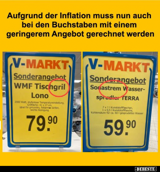 Aufgrund der Inflation muss nun auch bei den Buchstaben mit.. - Lustige Bilder | DEBESTE.de