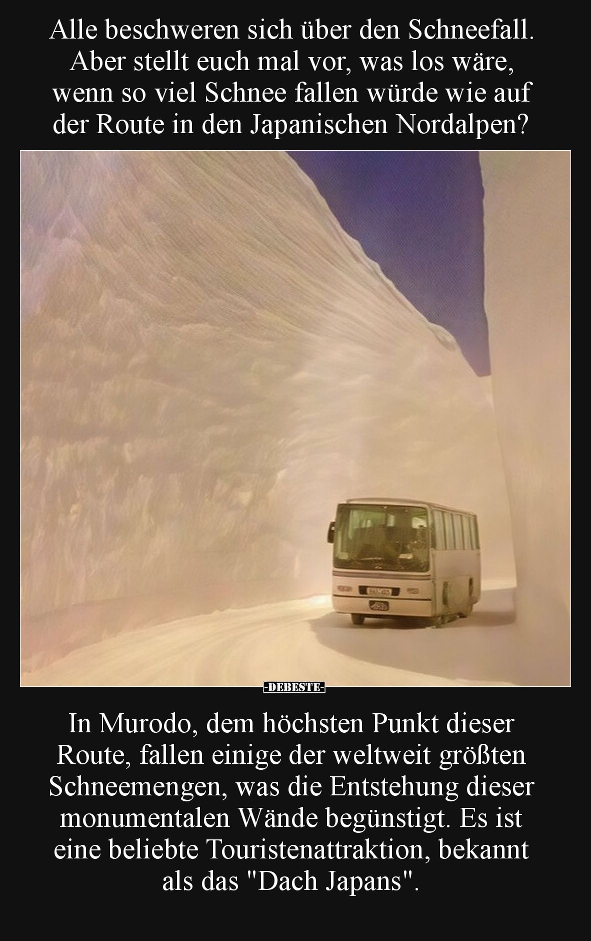Alle beschweren sich über den Schneefall. Aber stellt euch mal vor, was los wäre, wenn so viel Schnee fallen würde wie auf de...