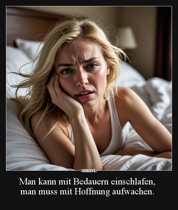 Man kann mit Bedauern einschlafen, man muss mit Hoffnung.. - Lustige Bilder | DEBESTE.de