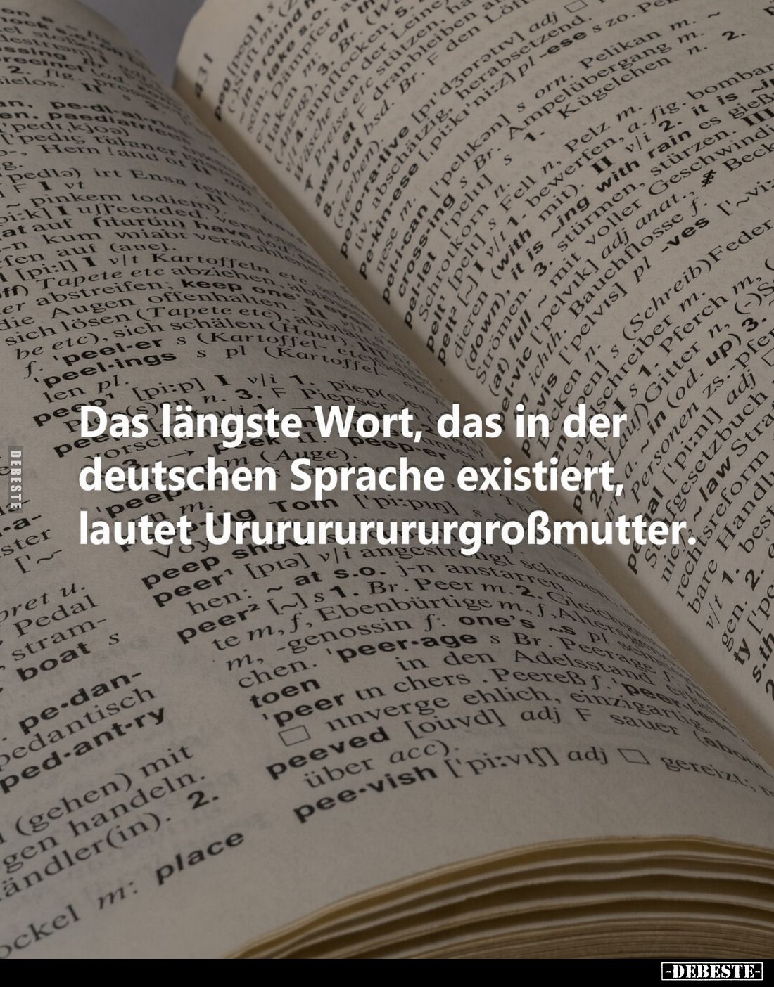 Das längste Wort, das in der deutschen Sprache existiert, lautet Ururururururgroßmutter.