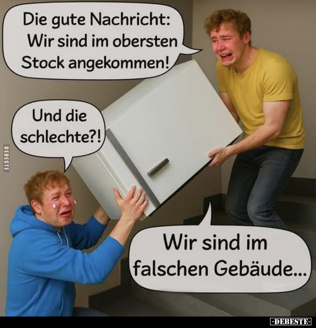Die gute Nachricht: Wir sind im obersten Stock angekommen!
Und die schlechte?!
Wir sind im falschen Gebäude...
