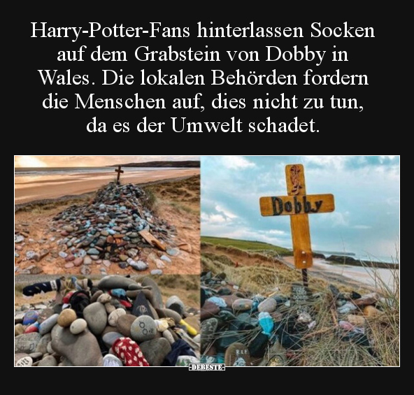 Harry-Potter-Fans hinterlassen Socken auf dem Grabstein.. - Lustige Bilder | DEBESTE.de