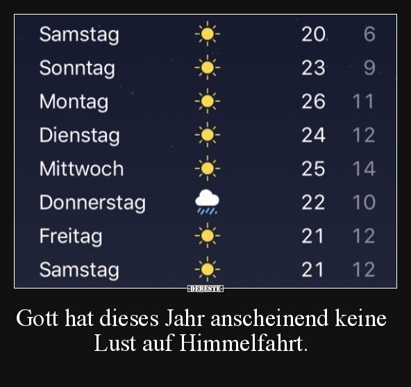 Gott hat dieses Jahr anscheinend keine Lust auf Himmelfahrt. - Lustige Bilder | DEBESTE.de