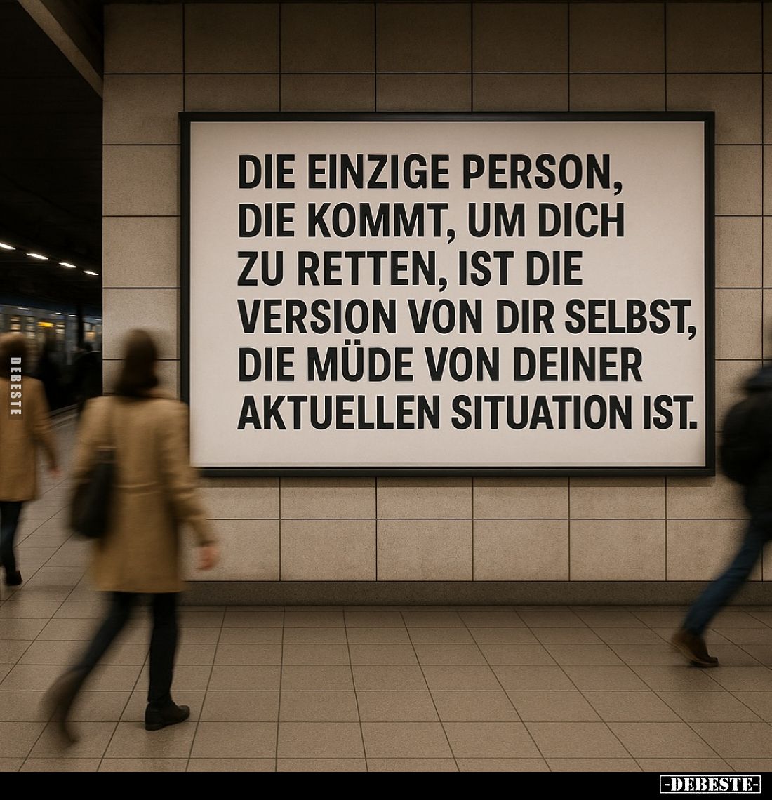 Die einzige Person, die kommt, um dich zu retten, ist die Version von dir selbst, die Müde von deiner aktuellen Situation ist...