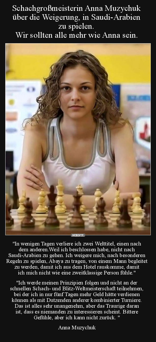 Schachgroßmeisterin Anna Muzychuk über die Weigerung, in..