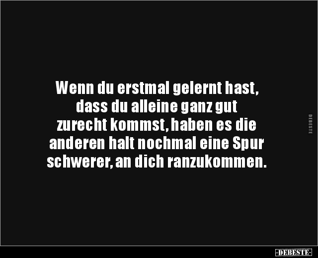 Wenn du erstmal gelernt hast, dass du alleine ganz.. - Lustige Bilder | DEBESTE.de