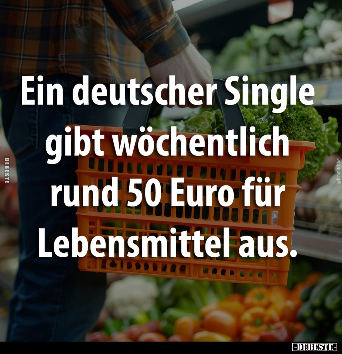 Ein deutscher Single gibt wöchentlich rund 50 Euro für Lebensmittel aus.