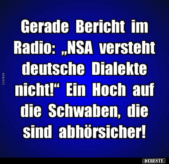Gerade Bericht im Radio: "NSA versteht deutsche Dialekte.." - Lustige Bilder | DEBESTE.de