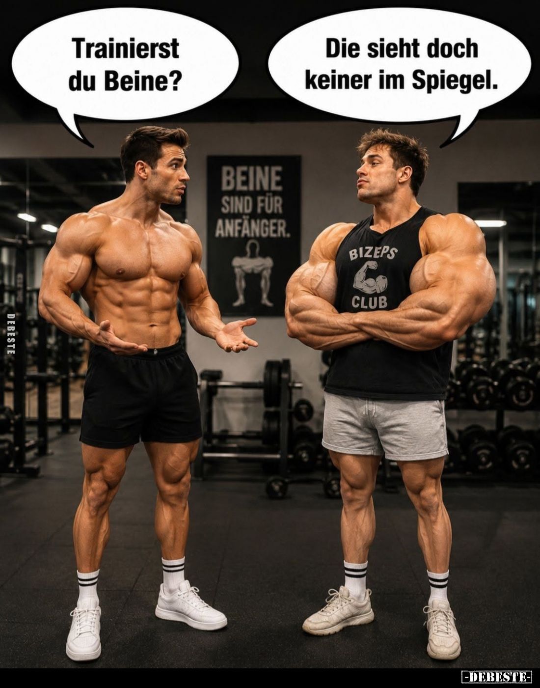 Trainierst du Beine? -
Die sieht doch keiner im Spiegel.