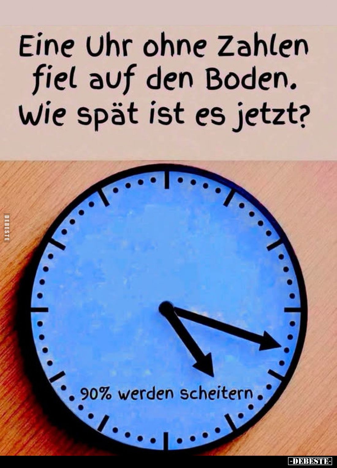 Eine Uhr ohne Zahlen fiel auf den Boden. Wie spät ist es jetzt? 90% werden scheitern.