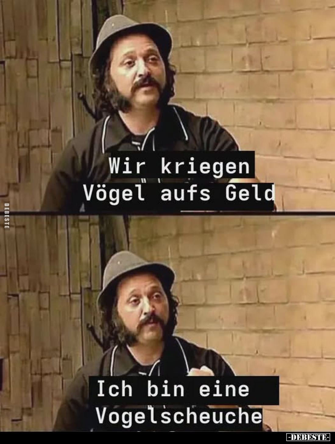 Wir kriegen Vögel aufs Geld
-
Ich bin eine Vogelscheuche