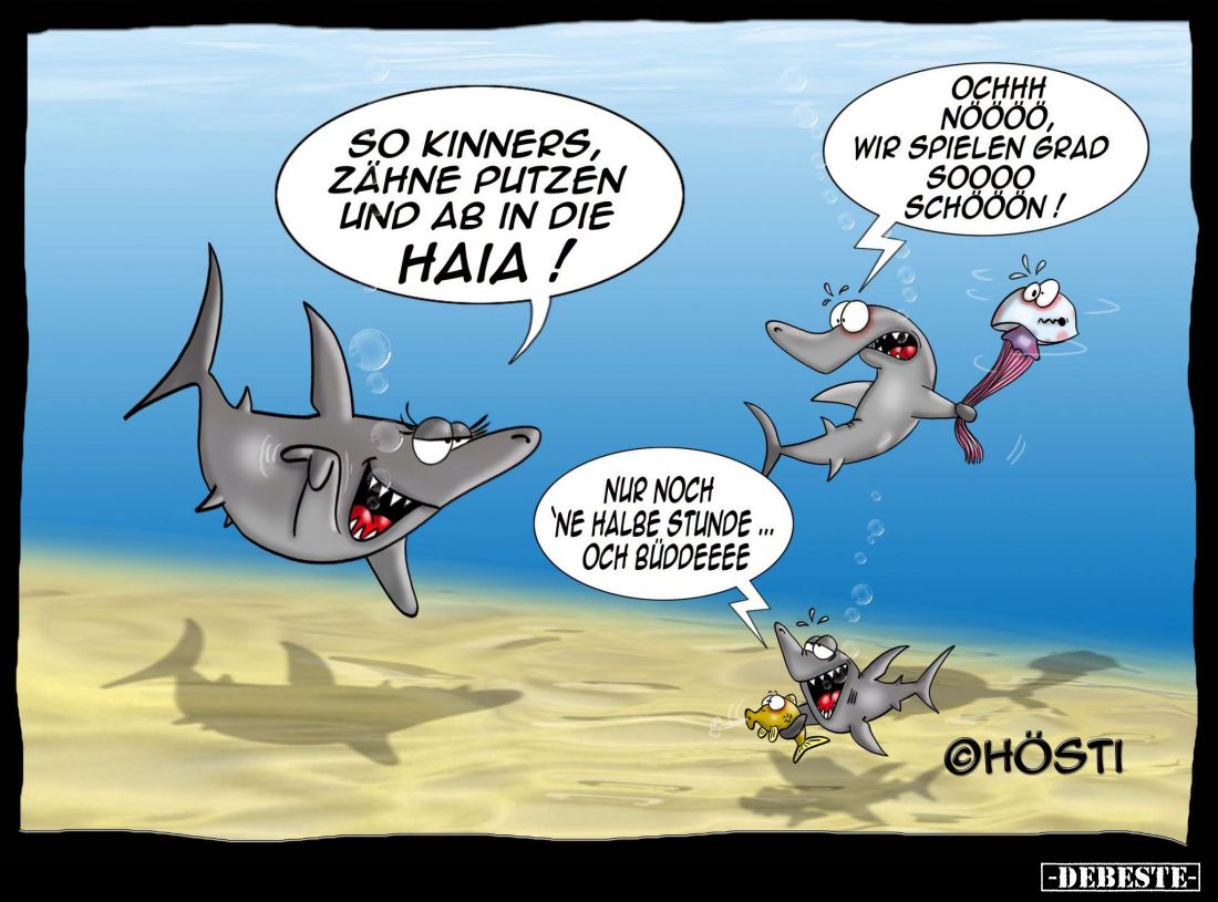 So Kinners, Zähne putzen und ab in die Haia!
-
Ochhh nöööö, wir spielen grad soooo schööön!
-
Nur noch 'ne halbe Stunde ....