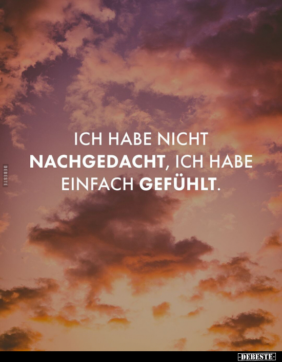 Ich habe nicht nachgedacht, ich habe einfach gefühlt.