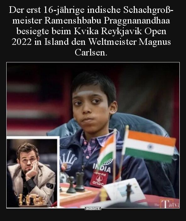 Der erst 16-jährige indische Schachgroßmeister.. - Lustige Bilder | DEBESTE.de