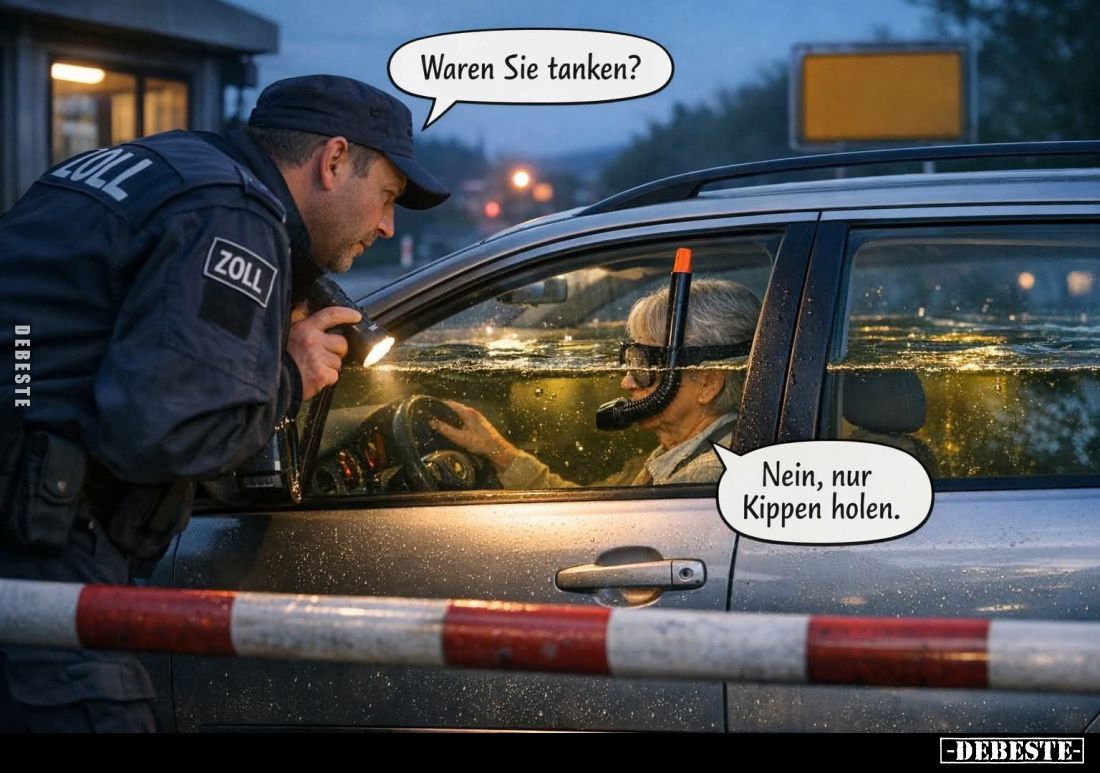 Waren Sie tanken? - Nein, nur Kippen holen.