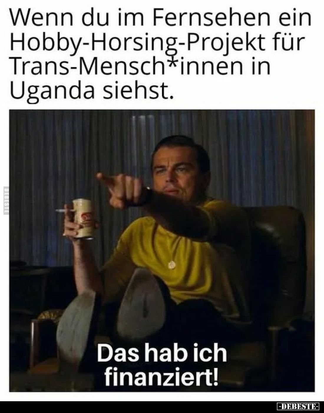 Wenn du im Fernsehen ein Hobby-Horsing-Projekt für Trans-Mensch*innen in Uganda siehst.
Das hab ich finanziert!