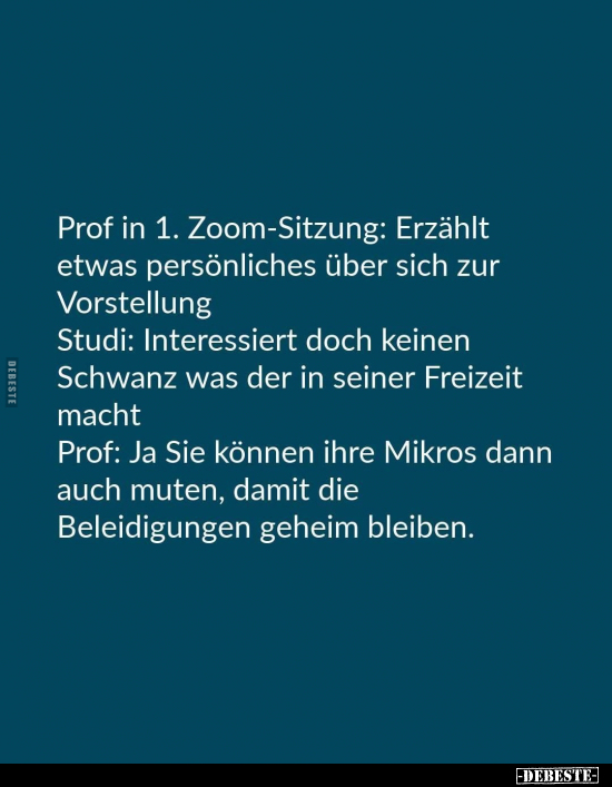 Prof in 1. Zoom-Sitzung: Erzählt etwas persönliches über.. - Lustige Bilder | DEBESTE.de